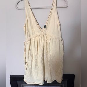 Wild fable yellow neck dress cinched waist and pockets summer sun dress size M